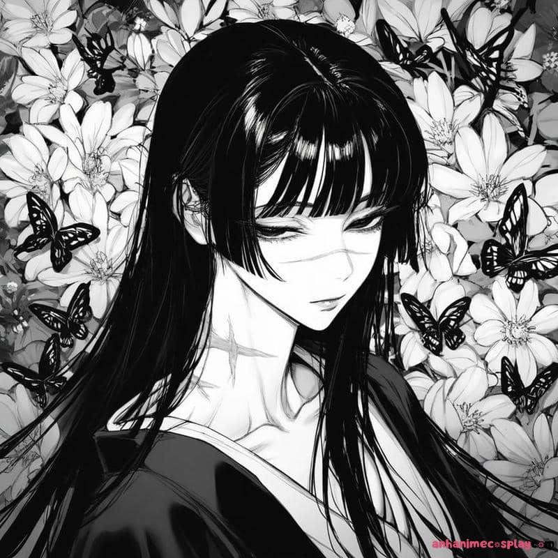 ảnh anime nữ trắng đen cool ngầu